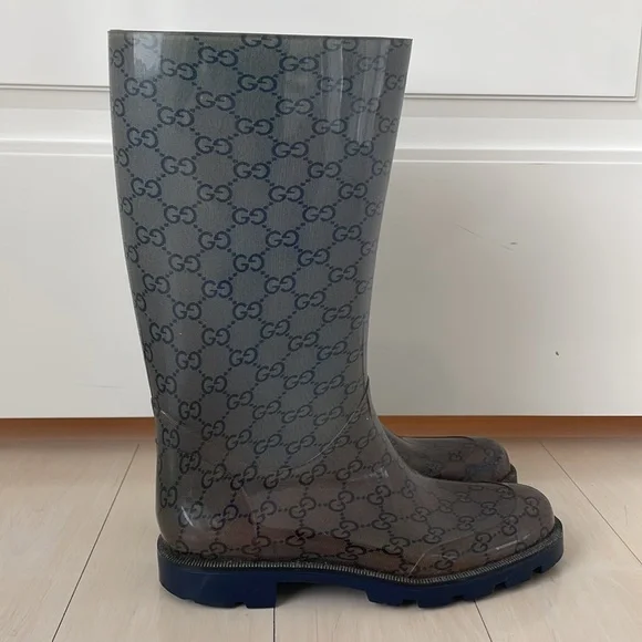Gucci Rubber Monogram Wellington Rain Boots - Picture 4 of 4